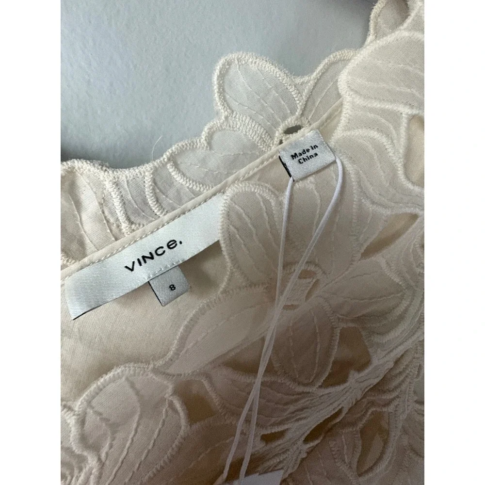 NWT‎ Vince Nouveau Floral Lace Midi Dress Cream Size 8